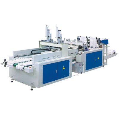 SDFR-400x2 Automatic High Speed Double Channel T-shirt plastic Bag making equipment